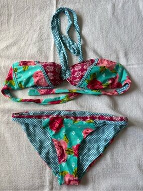 Turquoise Floral Bikini Set